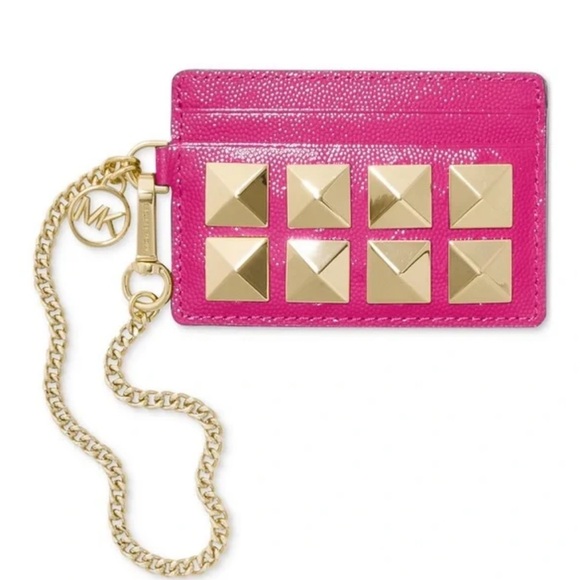 SALE💖🍓Michael Kors Jet Set Charm small chain ID card case Wild Berry - Picture 1 of 5